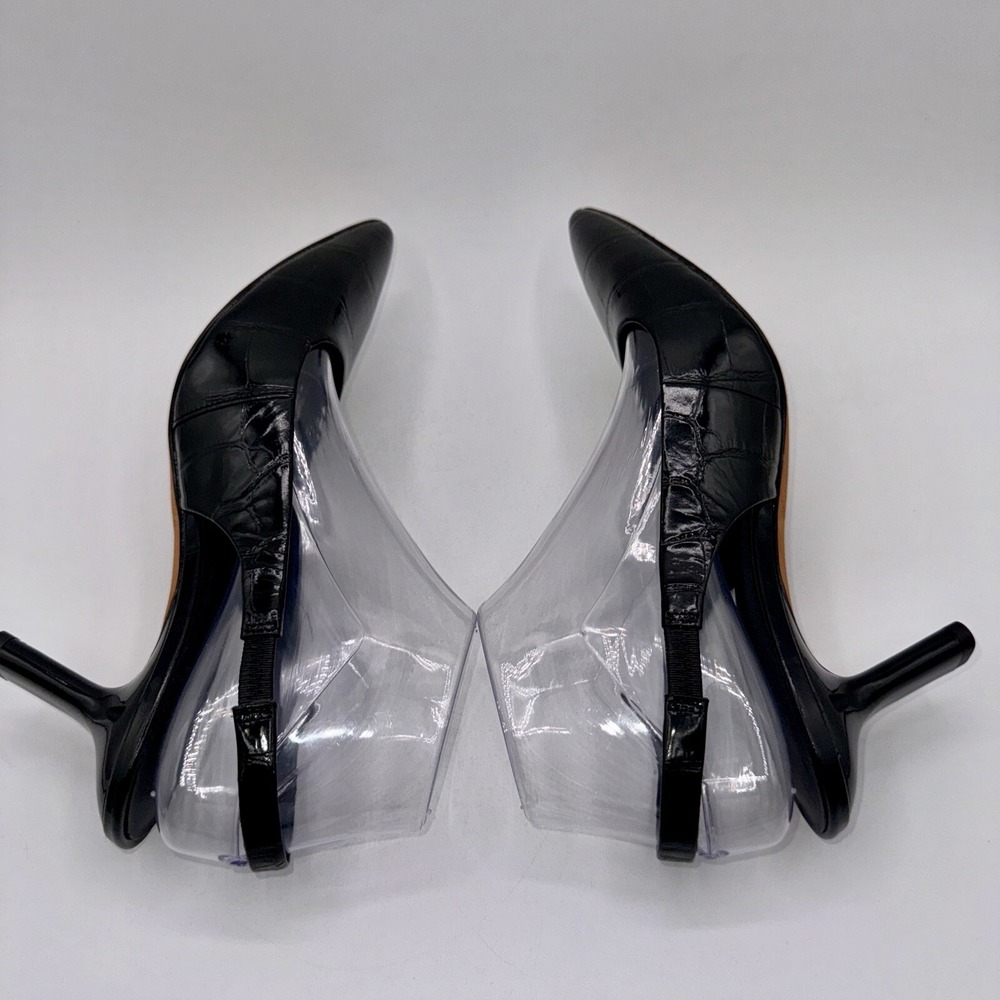 Vince. Patrice Pumps Women's Size 7.5 Crocodile Embossed Black Leather - Picture 13 of 13